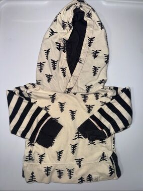 Burt's Bees Baby Cream & Black Hooded Pullover Top